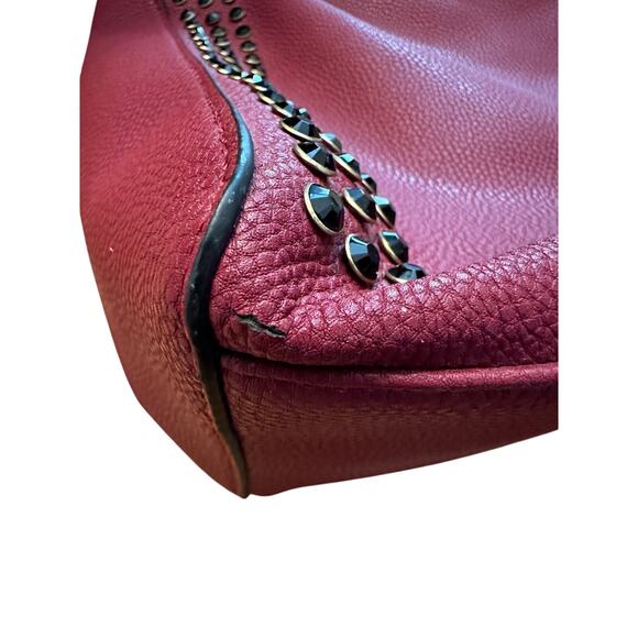 Acqua di Perla Burgundy Shoulder Hobo Bag - Studded Design - Picture 12 of 12